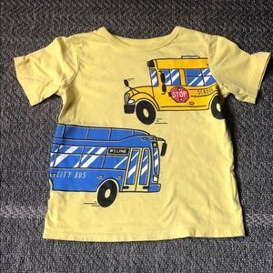 The Children's Place Yellow Tee with Blue and Yellow Bus Graphics